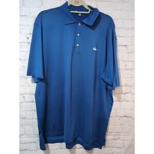 Peter Millar Crown Logo Performance Polo Shirt Mens L Royal Blue Golf Stretch